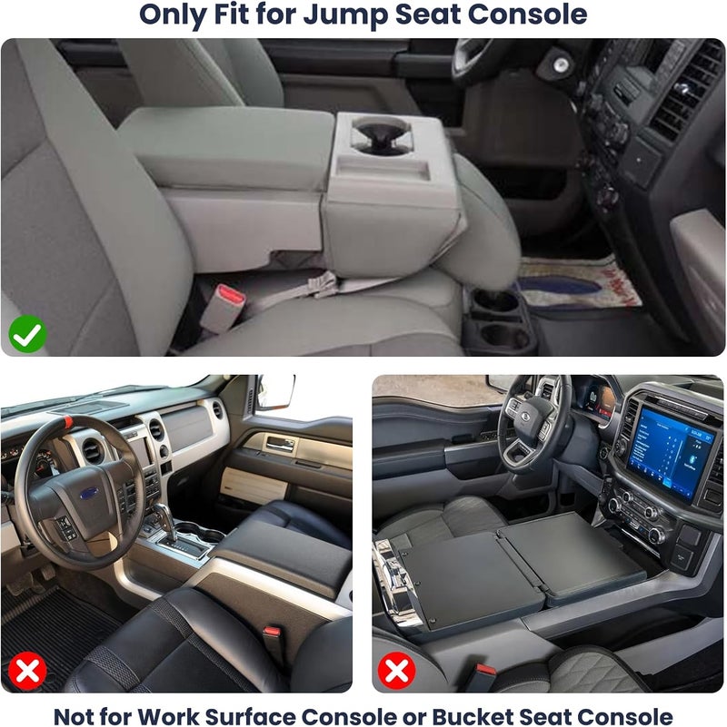 FETUSI Center Console Seat Headrest Organizer Compatible with Ford F150 F250 F350 F450 F550 F650 2011-2024 2025 Accessories, Non-Slip Center Coin Container Storage Box Tray (Jump Seat Only) - Image 2